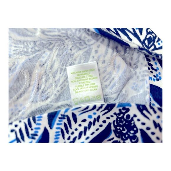 Lilly Pulitzer Small 3/4 Sleeve White & Blue Coral 🪸 Print Dress - Picture 3 of 8